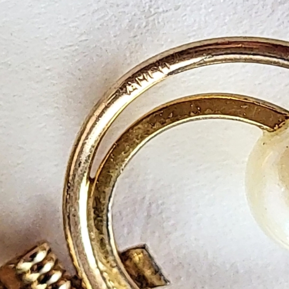 Art Deco Gold-filled Necklace with Genuine Pearls Signed AMCO - Picture 12 of 15